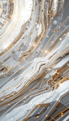 Poster - Abstract Technology Background with Golden Lines and Metallic Details Futuristic Design