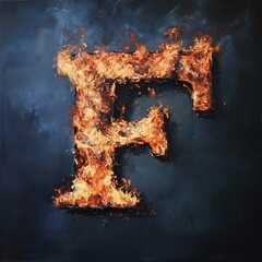Aufkleber - Fiery letter f burning brightly against a dark background, creating a dramatic and powerful visual
