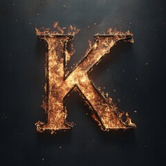 Leinwandbilder - Flaming letter k against a dark backdrop