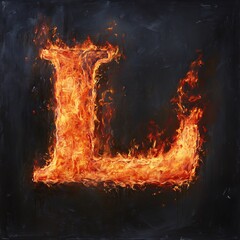 Aufkleber - Fiery letter l stands out against a dark backdrop, creating a striking and intense visual