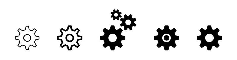Fototapete - Settings Gear icon set, black gear wheel icons collection. Cogwheel vector icon . options icon process sign