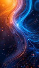Poster - Abstract Flowing Light Streaks in Blue and Orange for Modern Design