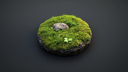 Wall Mural - Stone, moss, grass, plants, ground, nature, 3D render, game asset