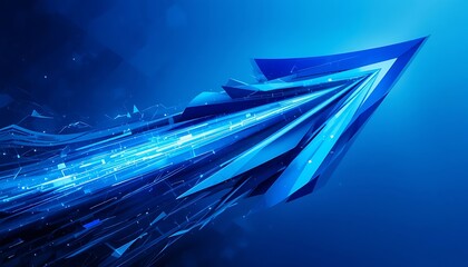 Poster - Abstract Blue Arrow Moving Forward with Speed and Technological Light Streaks