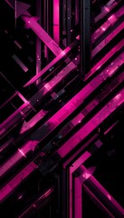 Poster - Abstract Futuristic Background with Glowing Pink Arrows and Lines