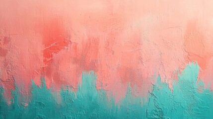 Canvas Print - A soft gradient transitions from coral to turquoise, creating a soothing and artistic background with a textured appearance.