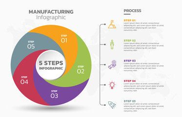 Leinwandbilder - Visual data presentation. Cycle diagram with 5 options. Pie Chart Circle infographic template with 5 steps, options, parts, segments. Business concept. Editable pie chart with sectors. Single layer.