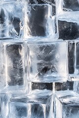 Aufkleber - Ice cubes stacked together revealing their texture and transparency