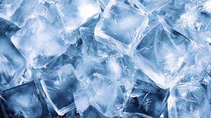 Poster - Ice cubes reflecting light in a cool, blue setting