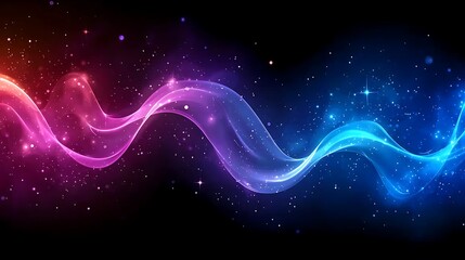 Wall Mural - abstract cosmic wave, vibrant colors, star dust, dark background, design element.
