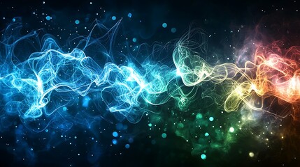 Wall Mural - Abstract energy flow, vibrant colors, dark background, website banner.