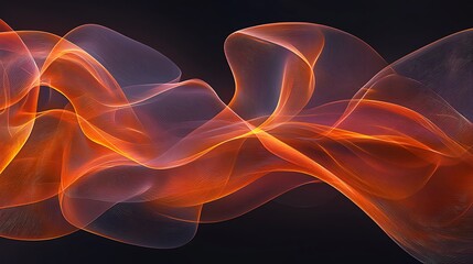 Wall Mural - Abstract orange wave design, flowing motion, dark background, website banner.
