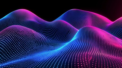 Wall Mural - Abstract glowing wave pattern, digital art, dark background, tech concept.