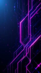 Poster - Abstract Technology Background with Glowing Circuit Lines and Data Flow