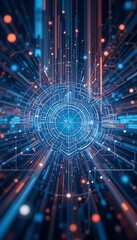 Poster - Abstract Circuit Board Design with Glowing Lines and Connection Points