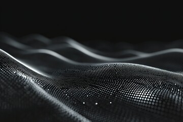 Fototapete - Abstract wave of glowing particles in dark space