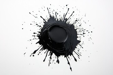 Poster - Black paint splatter with central circular form