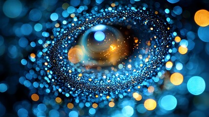 Wall Mural - Abstract swirling blue and gold lights; cosmic energy, galaxy background; ideal for website design.