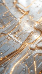 Poster - Detailed Macro Shot of a Futuristic Circuit Board with Golden Light