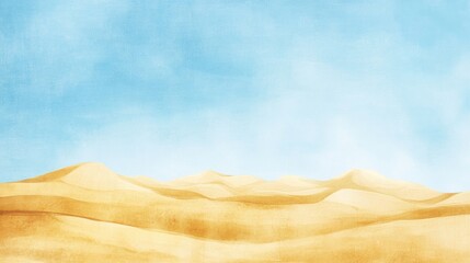 Aufkleber - Golden sand dunes stretch under a vast, clear blue sky in this serene minimal watercolor landscape. Generative AI