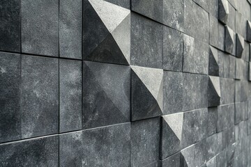 Poster - Textured gray stone wall with geometric pattern