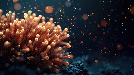 Poster - Coral reefs microscopic concept. Close-up of beautiful coral with vibrant colors in a stunning underwater scene.