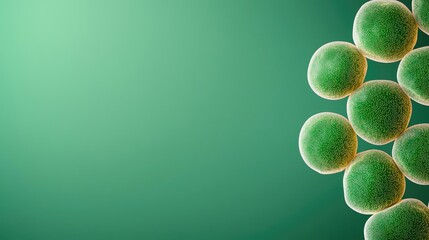 Aufkleber - Marine life microscopic idea. Green microscopic bacteria on a soft gradient background, showcasing cellular life.