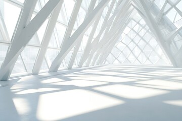 Poster - Sunlight streams through a modern glass atrium
