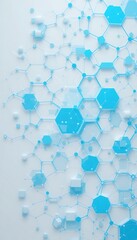 Poster - Abstract Network Connection Background with Blue Hexagons and Nodes