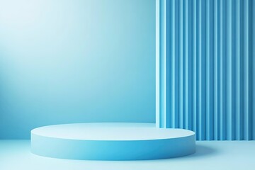 Poster - Minimalist blue platform with textured backdrop