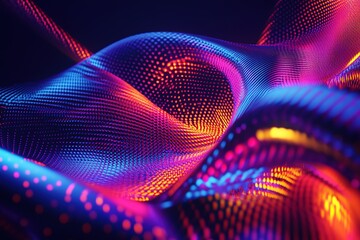 Poster - abstract vibrant wave of colorful particles