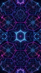Poster - Abstract Glowing Hexagon Pattern with Geometric and Kaleidoscope Design