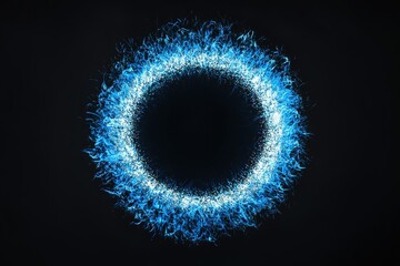 Poster - Glowing blue energy ring in dark space