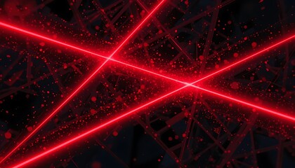 Poster - Abstract Red Lines and Dots Background with Geometric Pattern