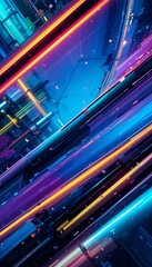 Poster - Abstract Neon Glowing Lines Background with Dynamic Futuristic Elements