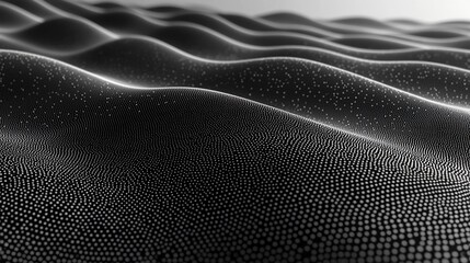 Poster - Abstract grayscale undulating landscape, digital art, background texture