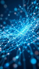 Poster - Abstract Network Connection with Glowing Nodes and Lines on Dark Background