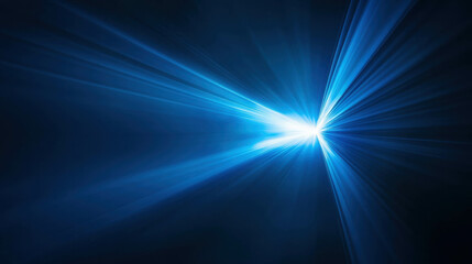 Poster - Bright Blue Light Beam Cutting Through Pitch Black Darkness in Abstract Digital Art