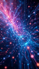 Poster - Abstract Data Network Visualization with Glowing Nodes and Interconnected Lines