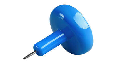 Poster - Blue push pin on transparent background, angled view, ready for use