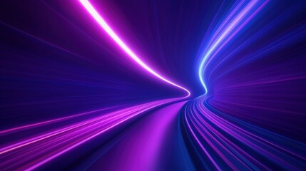 Wall Mural - Abstract neon light trails in a futuristic tunnel