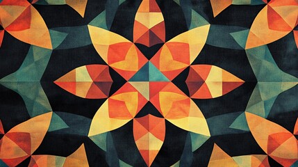 Aufkleber - Colorful geometric pattern creating kaleidoscope effect with vintage texture