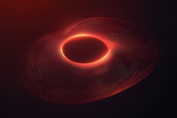 Fototapete - Glowing red circular lines create a vortex effect