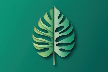 Poster - Paper art: A vibrant tropical leaf design