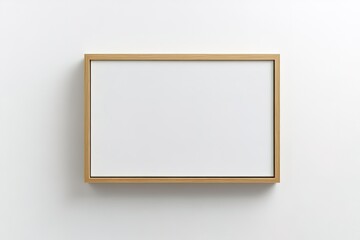 Poster - Blank canvas in a light wood frame on a white wall