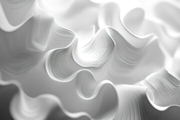Poster - Abstract white waves ripple and flow creating a dynamic textured landscape