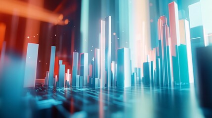Aufkleber - Abstract 3d cityscape glowing at night with digital data flowing