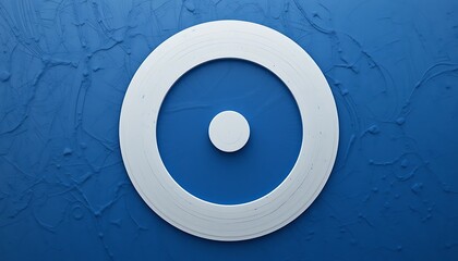 Poster - Abstract White Ring and Circle Design on Textured Blue Background