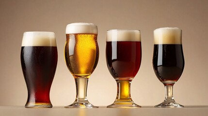 Aufkleber - Four different craft beers standing on bar countertop