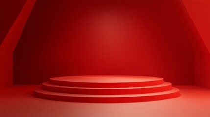 Aufkleber - modern high-end 3d podium design in empty red space